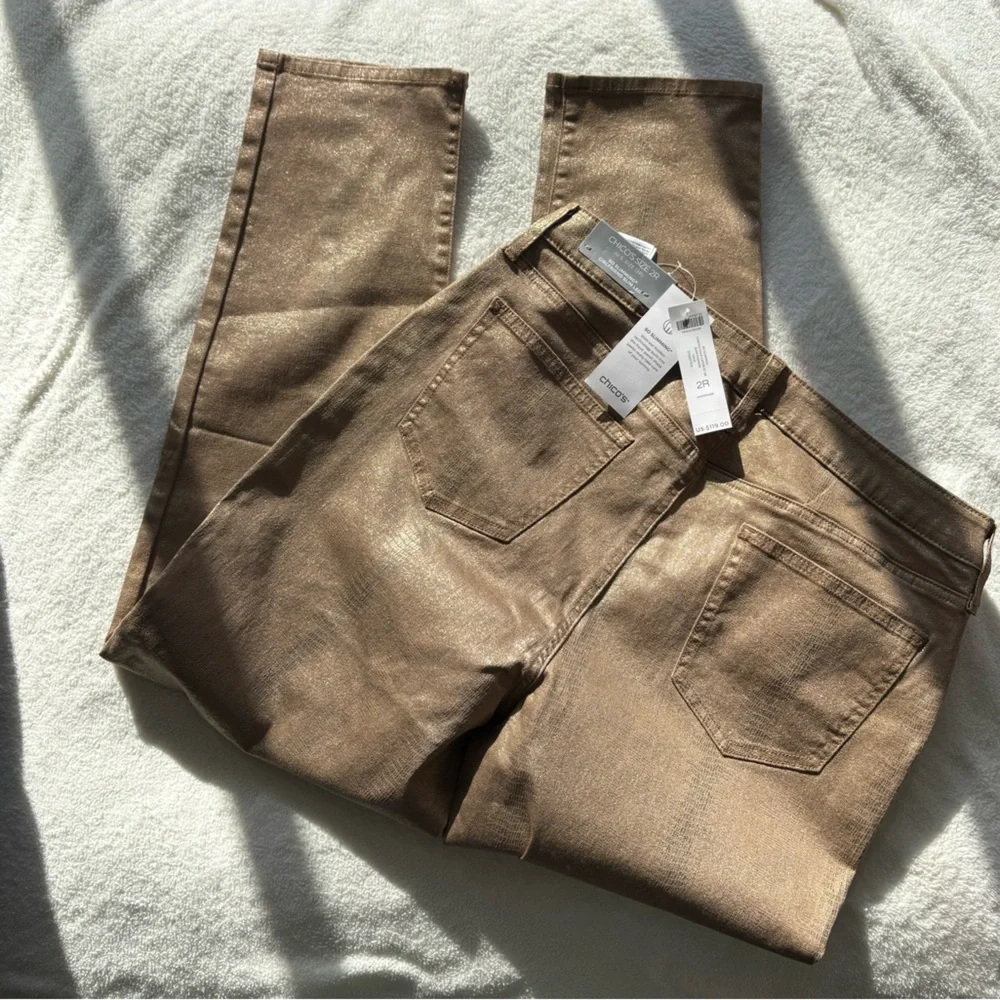 Chico's NWT SO Slimming Girlfriend Slim Leg Gold - Picture 2 of 6